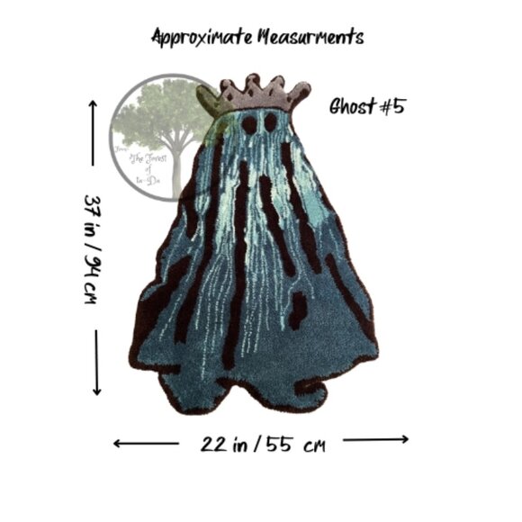 Haunt Couture: Handmade Crowned Ghost Rug – Ghost #5  Tufted Art - Picture 9 of 9